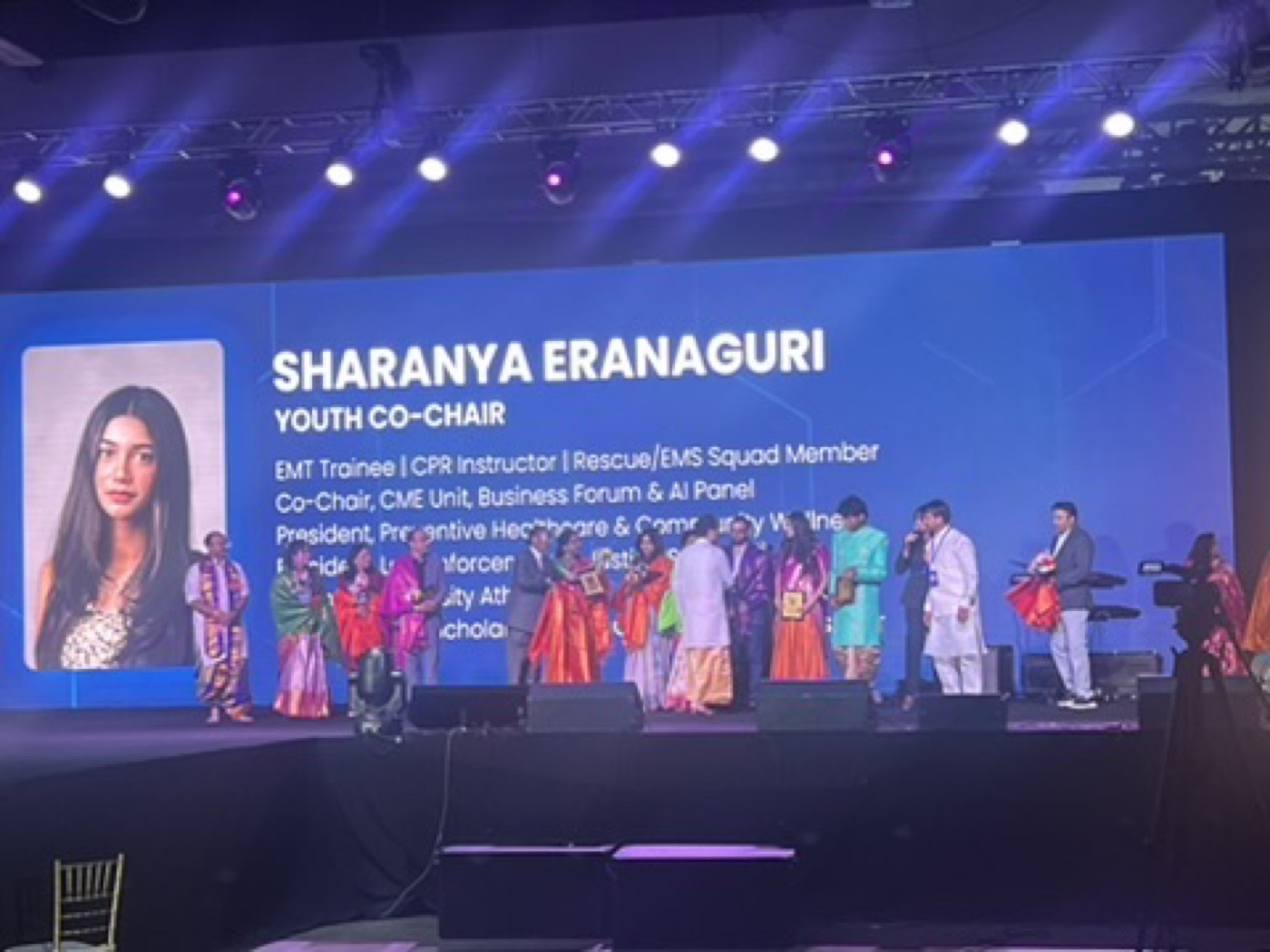 Sharanya introduced on stage as MATA Youth Co-Chair